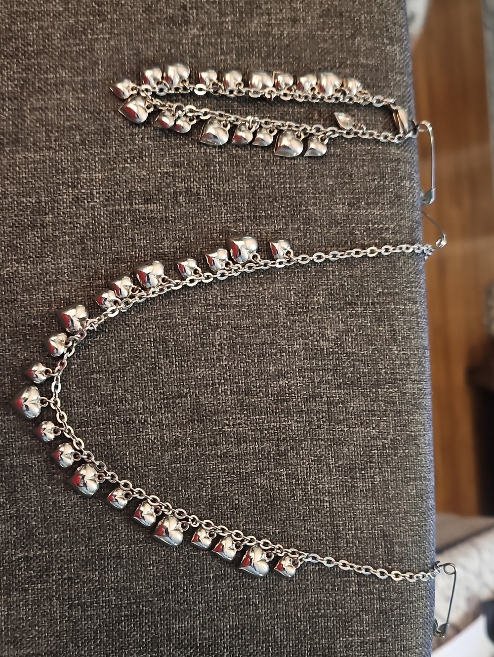 Stainless Steel Heart Charm Necklace And Bracelet - Women Jewelry